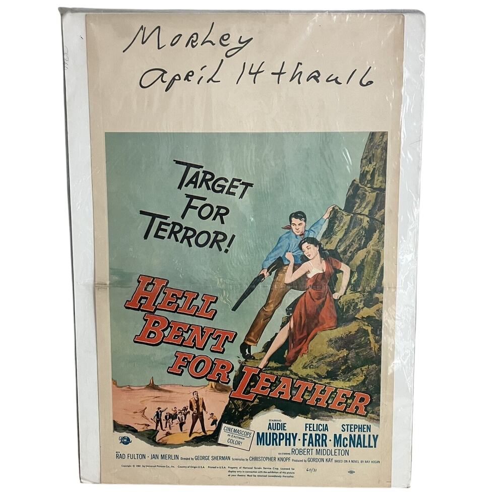 Hell Bent For Leather Movie Poster Window Card 1960 Original Litho Morely 14x22